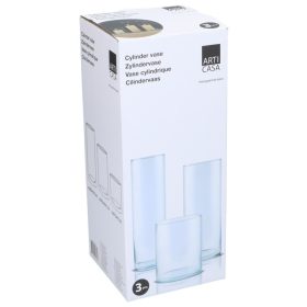 Family vază set sticlă 3 buc (8x27cm, 10x25cm, 12x15cm)