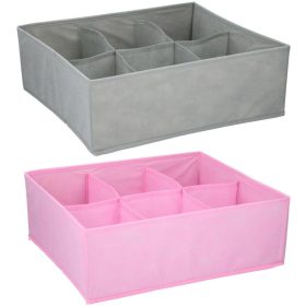   Family recipient cutie 40x37x17cm 6 osztásos 2culoare pink/gri