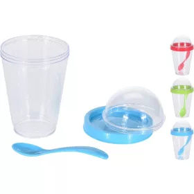   Family joghurtos pohár dupla tetővel és kanállal műanyag 350ML 3F