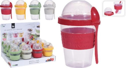 Family joghurtos pohár kanállal PP 600ML 4F
