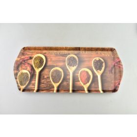 Family zserbós tálca 37*16*2cm műa, fakanál+fűszerek