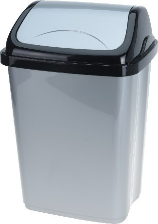 Family szemetes billenős fekete-szürke 10L PP