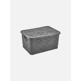   TÁROLÓDOBOZ SZÖGL. TETŐVEL MŰA. 10L 4 SZÍN "LACE" 15,5*24*35CM