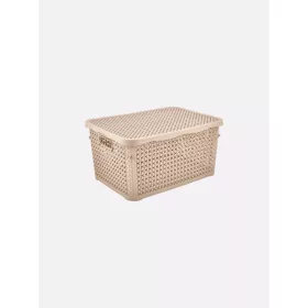   TÁROLÓDOBOZ SZÖGL. TETŐVEL MŰA. 5L 4 SZÍN "PEARL" 12*19,7*28,7CM