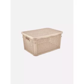   TÁROLÓDOBOZ SZÖGL. TETŐVEL MŰA. 10L 4 SZÍN "PEARL" 15,5*23,6*34,6CM