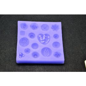   Family marcipán/fondant mintázó, szilikon, kör alakú motívumok 16-os (9,5x9,5 cm)