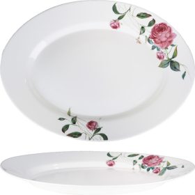 TÁNYÉR OVÁLIS OPÁL 34,8X25,4CM RÓZSÁS