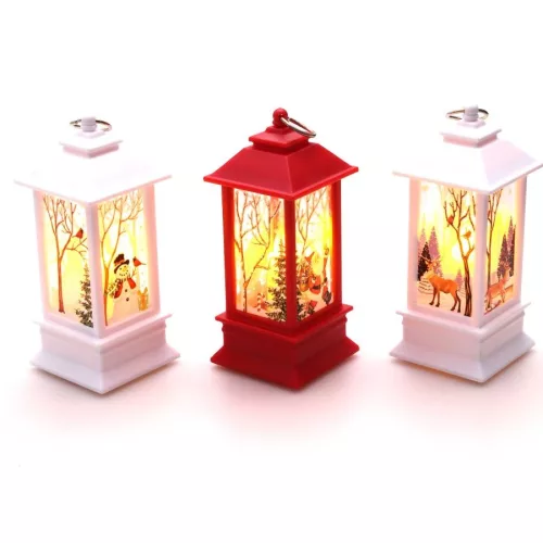 Iris karácsonyi mikulás mintás 13x5,3x5,3cm led-es piros lámpás