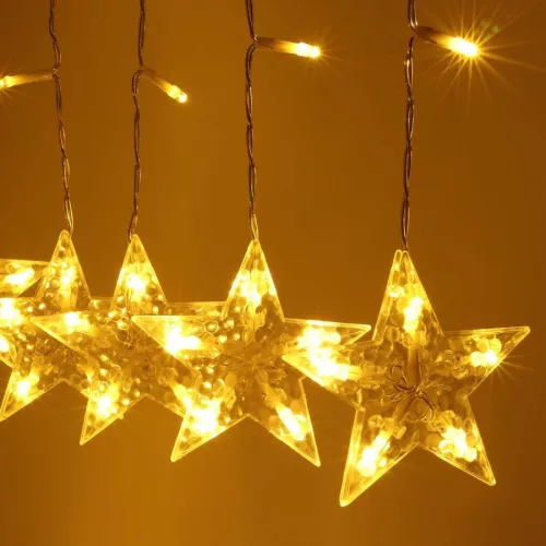 Iris csillag alakú fix fényű/2,5m/meleg fehér/12db led-es usb-s fényfüzér, fénydekoráció