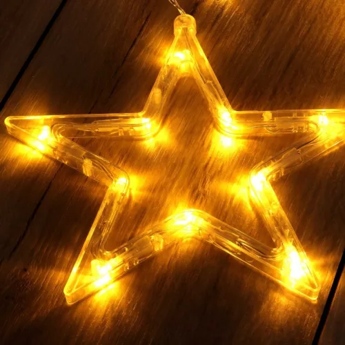 Iris csillag alakú fix fényű/2,5m/meleg fehér/12db led-es usb-s fényfüzér, fénydekoráció