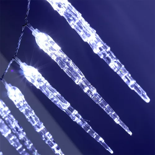Iris jégcsap alakú több programos/3m/fehér/30db LED-es/3xAA elemes fényfüzér, fénydekoráció