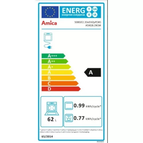 Amica 55343 fehér, szabadonálló, gáz, kombinált, főzőzóna: 4, sütő:62L, grill, tűzhely