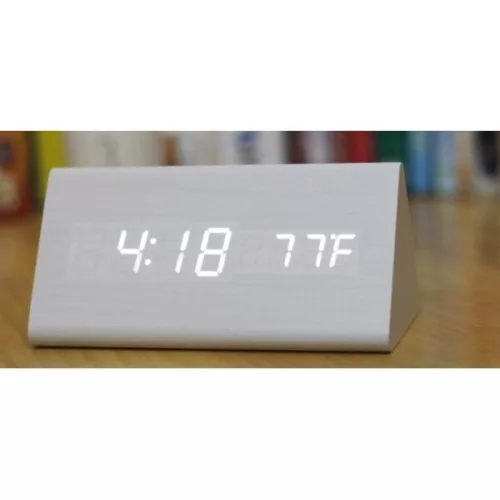 HOME OC 07 digitális LED fehér fa ébresztőóra
