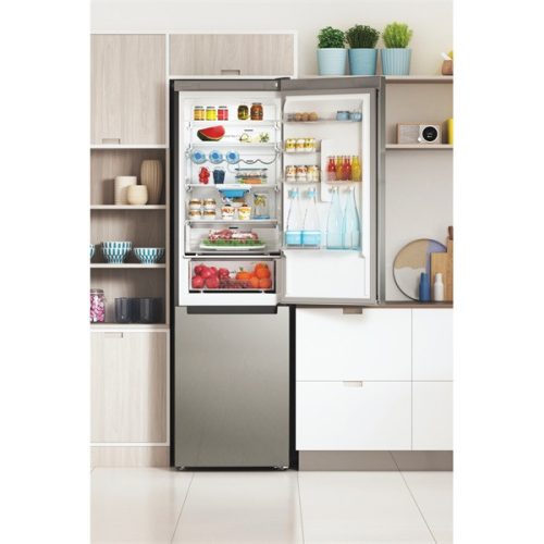 Indesit INFC9 TO32X inox, alulfagyasztós, Hűtő:263L, Fagyasztó:104L, Total No frost hűtőszekrény