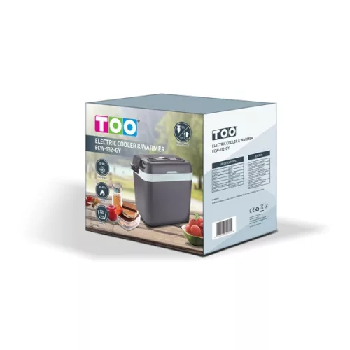 TOO ECW-132-GY 32 literes elektromos hűtőláda, fűtési funkcióval, 230V és 12V tápellátás is (AC/DC)