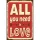 PF All you need is Love 20x30 cm-es retro dekor fémtábla