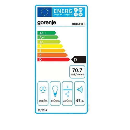 Gorenje BHI611ES inox, aláépíthető, álkürtős, méret:53,4 cm, zajszint:67 dB, páraelszívó