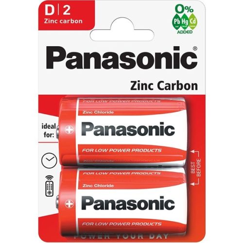 Panasonic RedZinc R20RZ/2BP D/góliát cink-mangán tartós elem 2 db/csomag