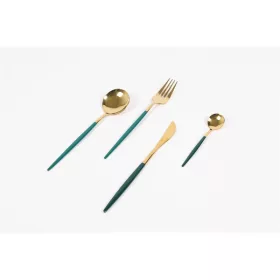   IRIS KT-233-G 24 darabos zöld-arany konyhai evőeszköz készlet
