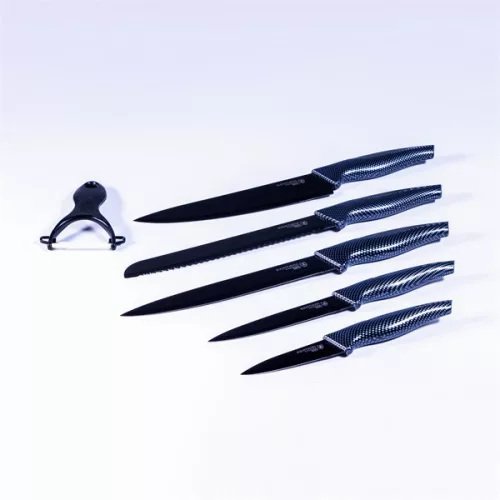 IRIS KT-250-B 5 darabos konyhai kés szett, fekete