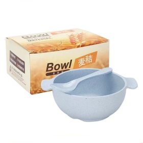   TOO KT-112-B vegyes színekben búzaszalma műanyag Baba tál/kanál készlet 4db, 15.5×12 cm