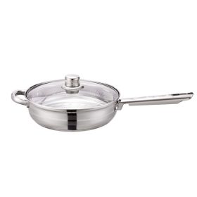   TOO KT-222 24 cm-es nyeles rozsdamentes serpenyő fedővel, 8,5cm magas