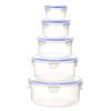 TOO KT-142 5 db-os kerek ételtároló doboz szett 400ml+800ml+1.500ml+2.300ml+3.600ml