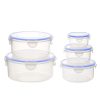 TOO KT-142 5 db-os kerek ételtároló doboz szett 400ml+800ml+1.500ml+2.300ml+3.600ml