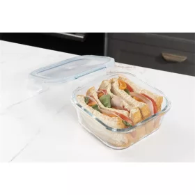  TOO KT-87 üveg 800 ml-es hőálló négyzet alakú ételtároló csatolható műanyag tetővel