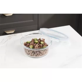   TOO KT-89 üveg 650 ml-es hőálló kerek ételtároló csatolható műanyag tetővel
