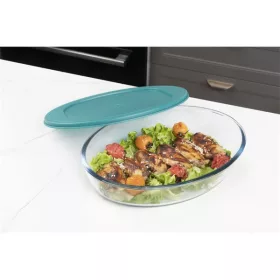   TOO KT-98 üveg 1600 ml-es hőálló ovális ételtároló műanyag tetővel