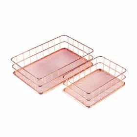   IRIS KT-212 2 db-os fémrácsos tárolókosár szett (17.5cmx12cmx6cm, 24cmx16cmx6cm)