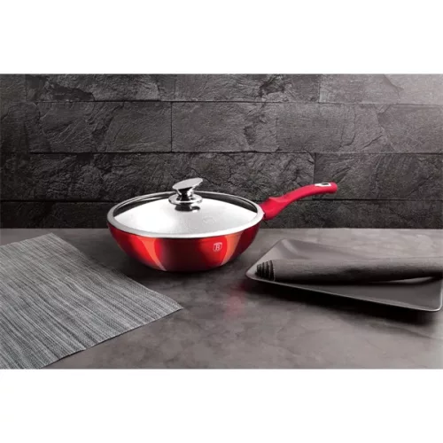 Berlinger Haus BH/1265N Metallic Line Burgundy Edition 28 cm fedővel, wok