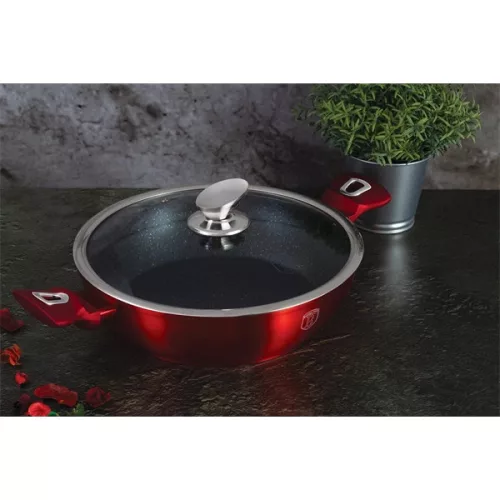 Berlinger Haus BH/1262N 24 cm Metallic Line Burgundy Edition fedővel, alacsony lábas
