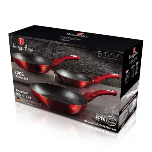 Berlinger Haus BH/1288NF Metallic Line Burgundy Edition 3 részes serpenyő szett