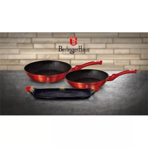 Berlinger Haus BH/1668 Metallic Line Burgundy Edition 3+2 részes serpenyő/ grill sütőlap