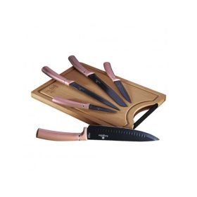   Berlinger Haus BH/2554A bambusz vágódeszkával, pink 6 részes késkészlet