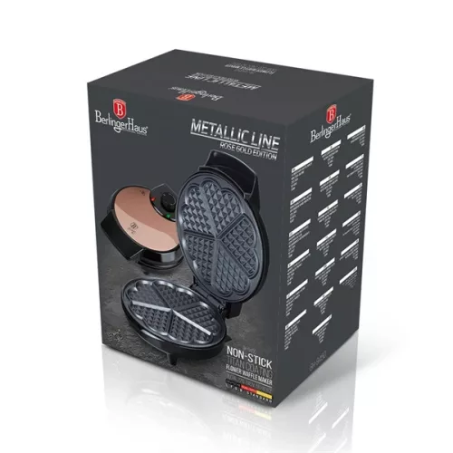 Berlinger Haus BH/9450 rózsaarany- fekete virág alakú gofrisütő