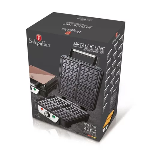 Berlinger Haus BH/9452 rózsaarany- fekete 4 szeletes gofrisütő