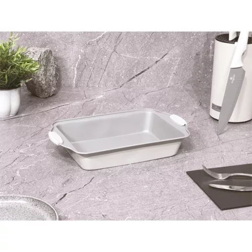 Berlinger Haus BH/7649 szatén szürke 40 cm, mély hosszúkás sütőtepsi szilikon fogóval