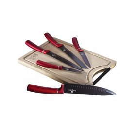   Berlinger Haus BH/2552NO bambusz vágódeszkával, Metallic Line Burgundy Edition 6 részes késkészlet