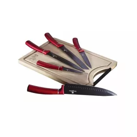   Berlinger Haus BH/2552NO bambusz vágódeszkával, Metallic Line Burgundy Edition 6 részes késkészlet