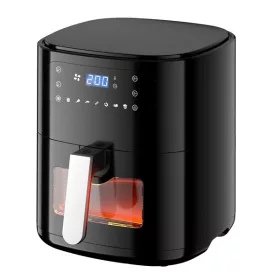   TOO AF-650-B-1500 W fekete 6 L forrólevegős sütő (air fryer/airfryer) digitális vezérléssel, betekintő ablakkal