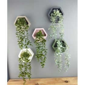   IRIS E5798 hatszögletű fali dekoráció művirággal 13x26cm