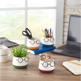   IRIS E5721 szemüveges fej alakú kétszínű cserép 9x7,5cm