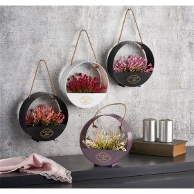   IRIS E5587 kerek akasztós fali dekoráció művirággal 19x19cm