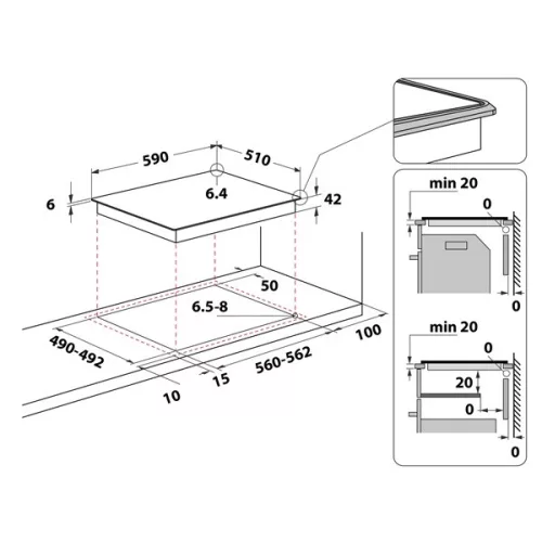Whirlpool AKT 8601 IX fekete, beépíthető, elektromos üvegkerámia, főzőzóna: 4, beépíthető méret: 56cm, főzőlap