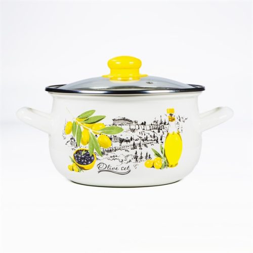 TOO BELLY OLIVE 2,1 literes, 16cm átmérő, 11cm magasságú lábas (fazék) üveg fedővel