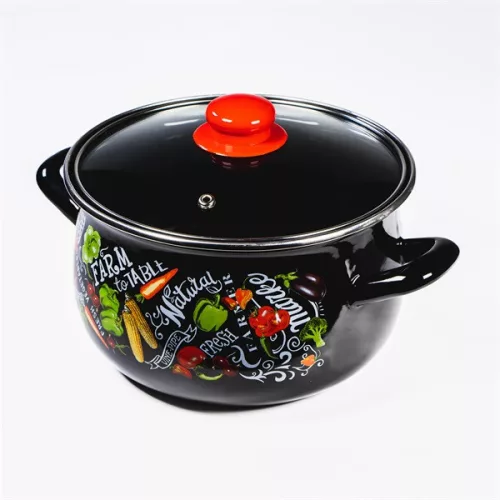TOO BELLY FARM BLACK 2,1 literes, 16cm átmérő, 11cm magasságú lábas (fazék) üveg fedővel