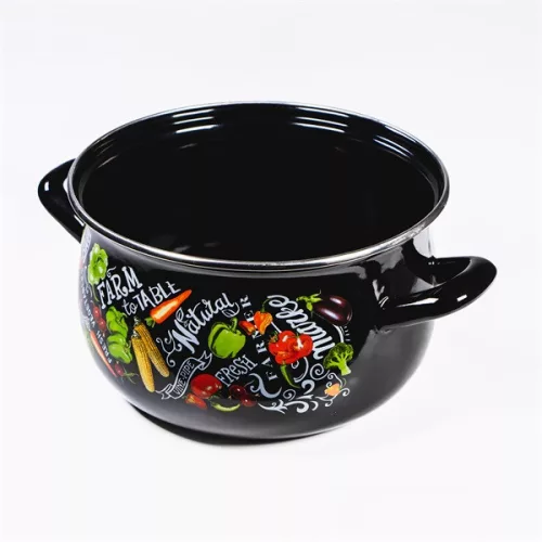 TOO BELLY FARM BLACK 6,2 literes, 24cm átmérő, 15cm magasságú lábas (fazék) üveg fedővel